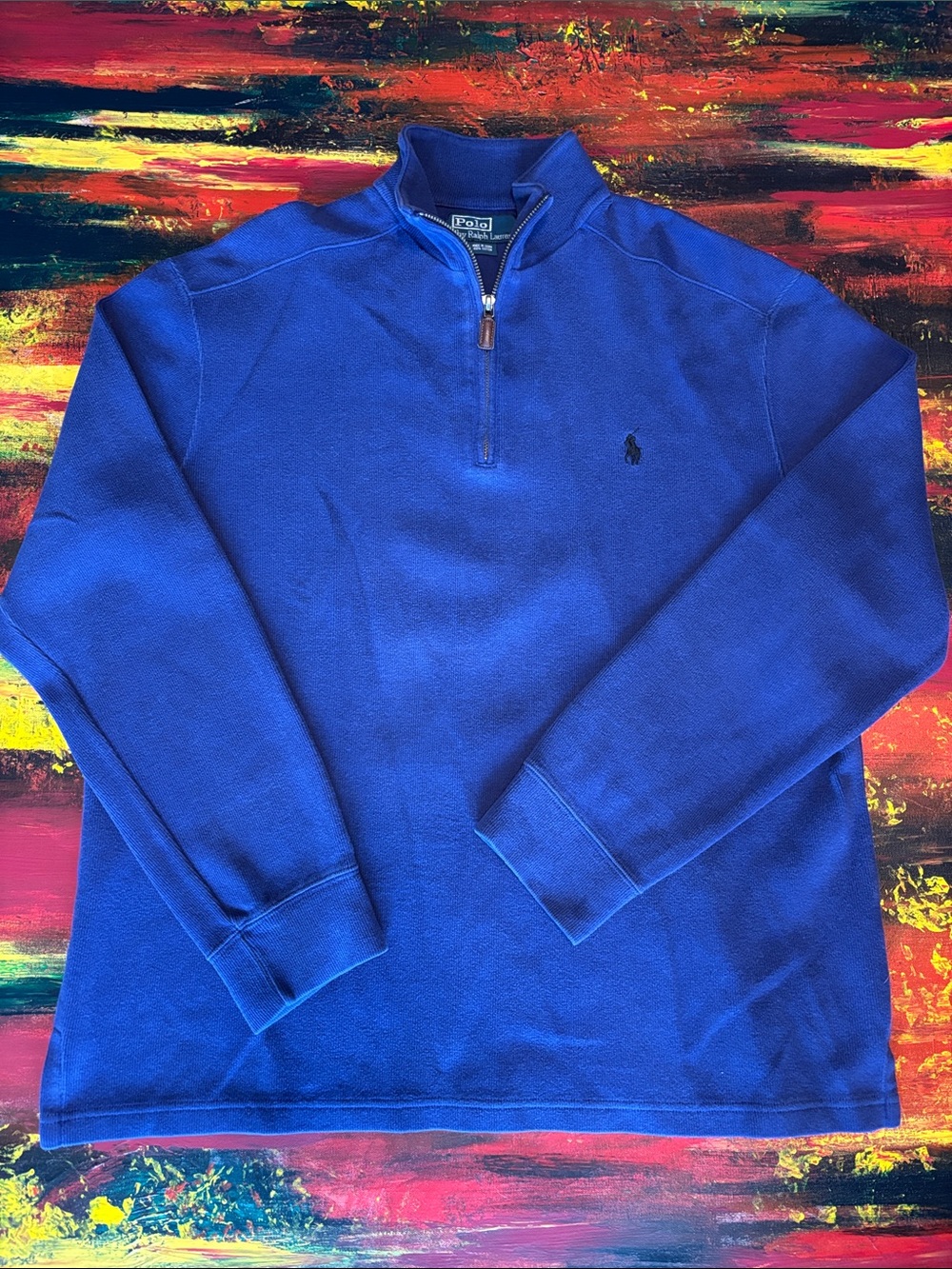 Polo by Ralph Lauren Men’s Cobalt Blue Quarter-Zip Sweater